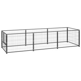 Dog Kennel Black 32.3 ft¬≤ Steel