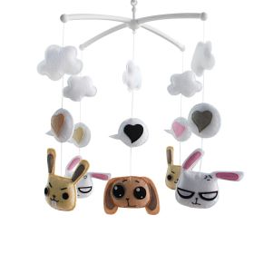 Handmade Cute Rabbit Dogs Baby Crib Mobile Nursery Room Decor Musical Mobile Crib Toy for Girls Boys