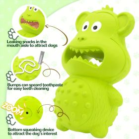 Rubber Mouthing Monkey Toy Durable Rubber Dog Chew Toy Tough Dog Tooth Cleaning Toy Squeaky Durable Medium Large Breed Interactive Chew Toy (Color: Green)