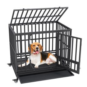 VEVOR Heavy Duty Dog Crate, Indestructible Dog Crate, 3-door Heavy Duty Dog Kennel for Medium to Large Dogs with Lockable Wheels and Removable Tray, H (Item Dimensions: 42.1 x 30.3 x 37 inch)