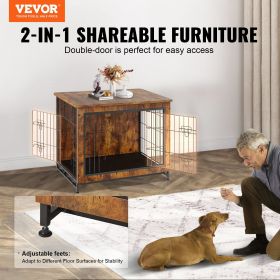 VEVOR Dog Crate Furniture, Wooden Dog Crate with Double Doors, Heavy-Duty Dog Cage End Table with Multi-Purpose Removable Tray, Modern Dog Kennel Indo (Product Dimensions: 32.5√ó21.9√ó25.2 inch)