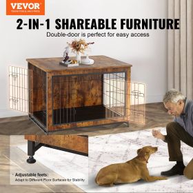 VEVOR Dog Crate Furniture, Wooden Dog Crate with Double Doors, Heavy-Duty Dog Cage End Table with Multi-Purpose Removable Tray, Modern Dog Kennel Indo (Product Dimensions: 38.6√ó25.6√ó26.8 inch)