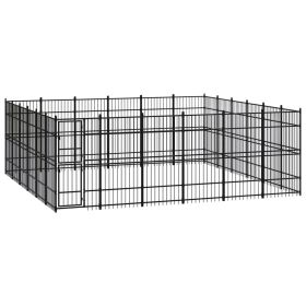 Outdoor Dog Kennel Steel 357.1 ft¬≤ (Color: Black)