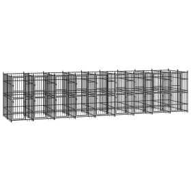 Outdoor Dog Kennel Steel 178.6 ft¬≤ (Color: Black)