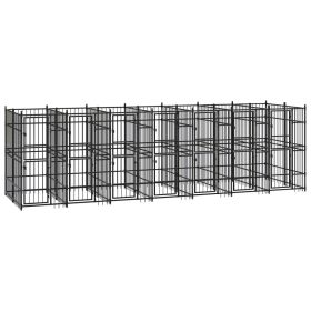 Outdoor Dog Kennel Steel 138.9 ft¬≤ (Color: Black)