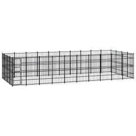 Outdoor Dog Kennel Steel 396.8 ft¬≤ (Color: Black)