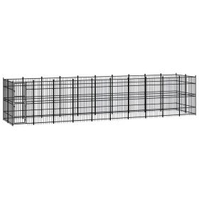 Outdoor Dog Kennel Steel 198.4 ft¬≤ (Color: Black)