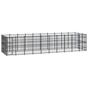 Outdoor Dog Kennel Steel 297.6 ft¬≤ (Color: Black)