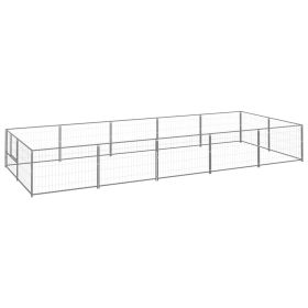 Dog Kennel Silver 107.6 ft¬≤ Steel (Color: Silver)