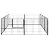 Dog Kennel Black 64.6 ft¬≤ Steel