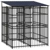 Outdoor Dog Kennel with Roof Steel 39.7 ft¬≤